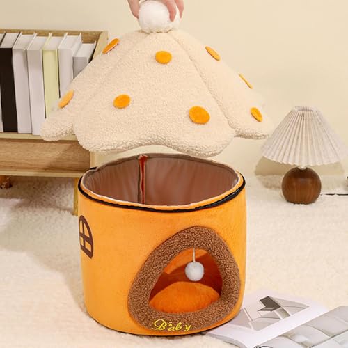 Niche pour chat avec coussin lavable en forme de champignon rigolo - 8