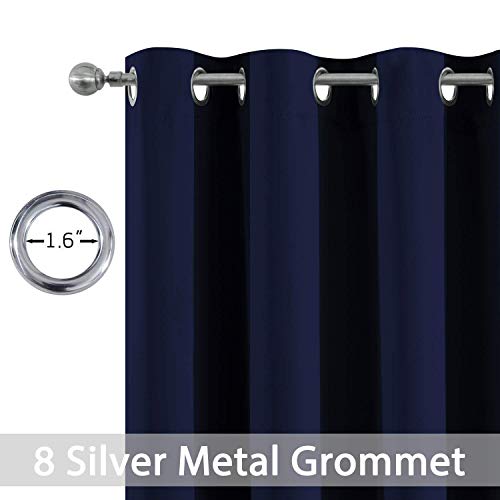 Yakamok Blackout Curtains with Grommet Thermal Insulated Room Darkening Window Drapes for Dedroom, Navy Blue Color, Set of 2, W52 x L72