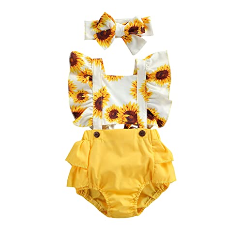 Image of 2PCs Baby Girls Leopard Romper Ruffle Cap Sleeves Bodysuit with Headband Clothes Outfit Set