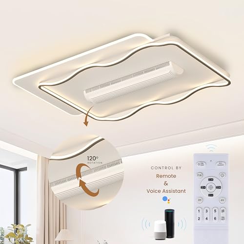 Image of Smartway 90 Watt Alonso Modern Ceiling Fan Chandelier BLDC Noiseless Motor + Auto Rotatable Blower Fan 3 Color Mode (Warm, Cold & Natural White) Stabilizing Dimming with Remote & App Control