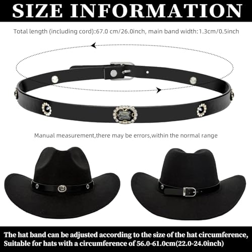 Image of Cowboy Hat Bands for Men Women, Leather Hatbands Belt for Cowboy /Western /Fedora /Cowgirl Hats Multicolor