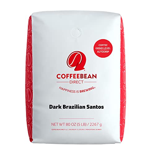 Coffee Bean Direct Dark Brazilian Santos, Dark Roast, Ground Coffee, 5-Pound Bag #TOP7
