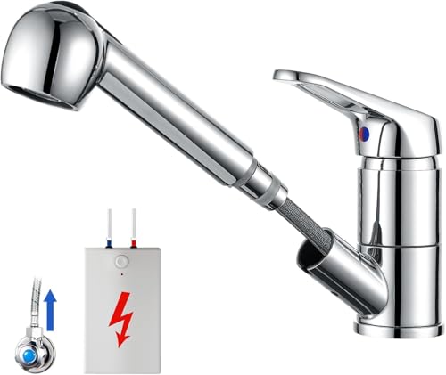 Auralum Niederdruck Armatur Küche Wasserhahn Küche Ausziehbar Küchenarmatur Niederdruck mit Brause Zwei Wasserstrahlarten 360 Drehbar Mischbatterie Küche Wasserhahn mit 3 anschluessen für Boiler