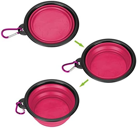 Onarway Collapsible Dog Bowls 2-Pack Portable Small Travel Dog Food Water Bowl Expandable for Puppy Cat Small & Medium Pet, 5.1x2.1 inch(13 x 5.3 cm), Black - Red