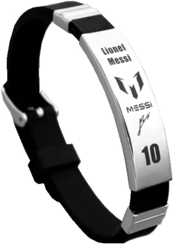 Messi10 Football Star Bracelet, Stainless Steel Silicone Sports Trend Bracelet, Messi10 Football Fan Jewelry Gift
