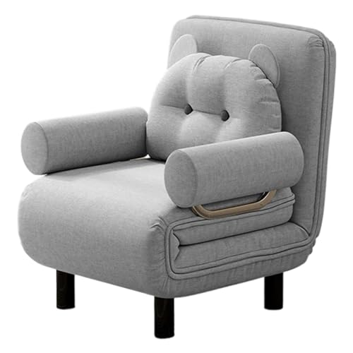 Sillon Cama 1 Plaza Plegable Sofá Cama Convertible Pliegue con Respaldo Ajustable de 6 Niveles y Almohada Acolchada Funda de Sofá Lavable para Oficina Dormitorio Salón(Gray)