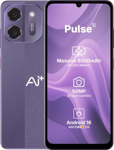 AI+ Pulse 2, 6.745 inch HD+ Display, 4GB RAM, 64GB Storage, Android 16, Unisoc T7250 Octa Core, 50MP Camera, 6000mAh Battery (Purple)
