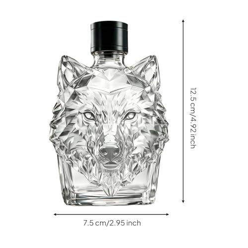 Botella de vidrio tallado de alta transparencia con elegante tapón rectangular de 300ml 3
