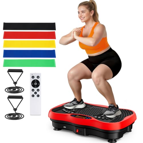 Image of Vibration Plate Exercise Machine, 130 Levels Full Body Workout Vibrating Plate for Lymphatic Drainage Weight Loss, 450 Lbs Capacity Shake Platform with Bluetooth for Women Men