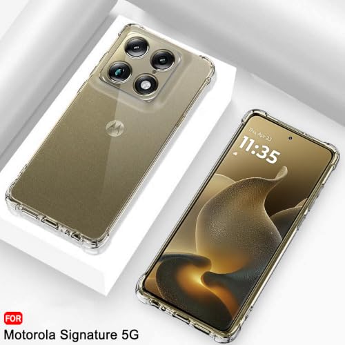 Image of TheGiftKart Crystal Clear Back Cover Case for Motorola Moto Signature 5G | Shockproof Soft TPU Case | Cushioned Edges for Ultimate Protection Back Cover Case (TPU, Transparent)