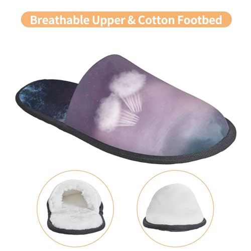 Lighthouse Waves Torrential Rain Print Women Slippers Home Furry Shoes Keep Men Couples Shoes Warm For Women-4