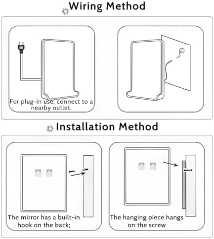 Square Bathroom Vanity Mirror with Shelf, Dimmable LED Lighted Rectangle Mirrors, Wall-Mounted Makeup Mirror Above Sink with Wooden Frame(Natural,60 * 40cm)