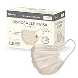 [アイリスオーヤマ] プリーツ型マスク 120枚 ふつうサイズ 不織布 ディスポーザブル ペールベージュ PN-120MXQ