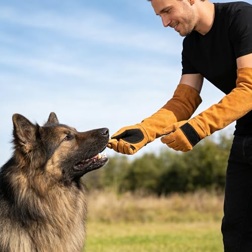 MZSX Bissfeste Handschuhe für den Umgang mit Tieren, 45cm Anti-Biss Arbeitshandschuhe, Reptilien Handhabungshandschuhe, für Schweißen, Gartenarbeit, Umgang mit Katze/Hund/Vogel/Schlange/Reptil