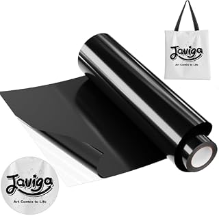 JAVIGA HTV Heat Transfer Vinyl Rolls-12" x 10ft, Black Iron on Vinyl for DIY Fabric, T Shirts, Other Textiles Compatible HTV Vinyl with Vinyl Craft Machine(1 Roll)
