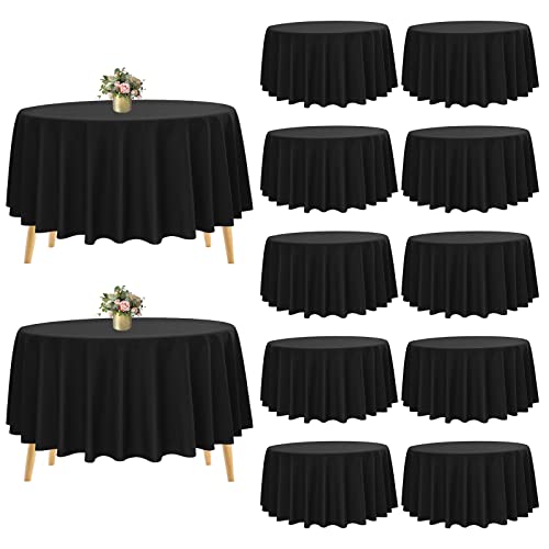 Pesonlook Lot de 12 nappes Rondes en Polyester Noir de 228 cm, lavables, Nappe Ronde Nappe Blanche...