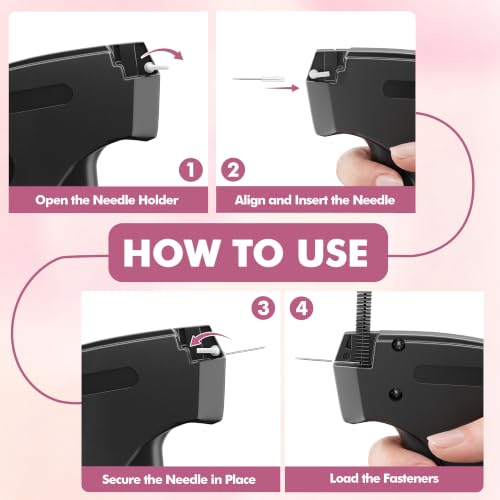 Image of Stitch Gun for Clothes, Tagging Gun, Quick Clothing Fixer, Black | 5000 Fasteners, 0.04 inch Fine Needle, 6 Needles, Portable, Handheld, Compact, Lightweight, Easy to Use, Versatility, Durable