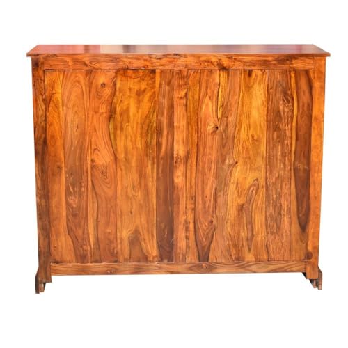 Image of Solid Wooden Book Shelf | Bookcase | Storage Cabinet for Living Room, Bedroom, Hotel & Home, Honey Finish, (L 115 x D 40 x H 105 cms)