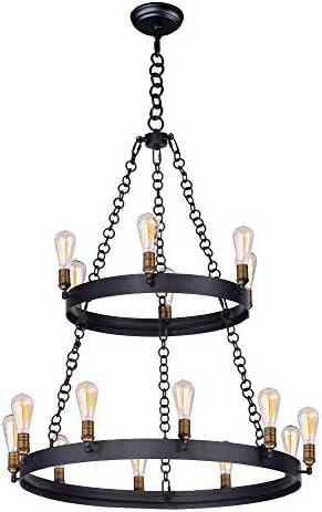 Maxim Lighting 26277 Chandelier, Black/Natural Aged Brass