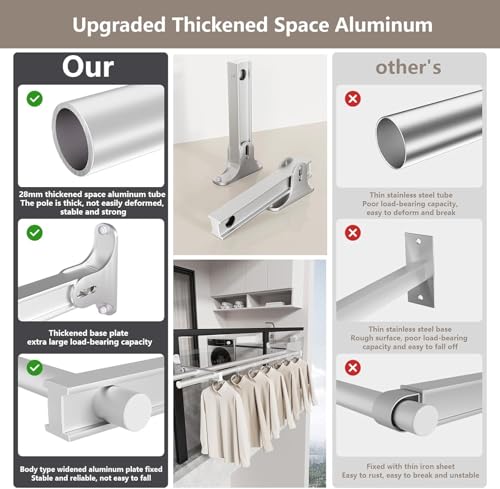 Perchero de aluminio 150cm para colgar ropa de pared plegable 6