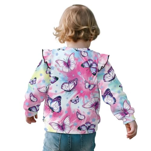 Toddler Girls Pullover Sweatshirts Cute Ruffle Long Sleeve Tops Crew Neck Fall Outfits Age 1-8 Years2