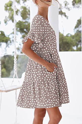 nclook Womens Summer Casual Dresses Sweet Cute Crew Neck Mini Dress with Pockets Ruffle Short Sleeve3