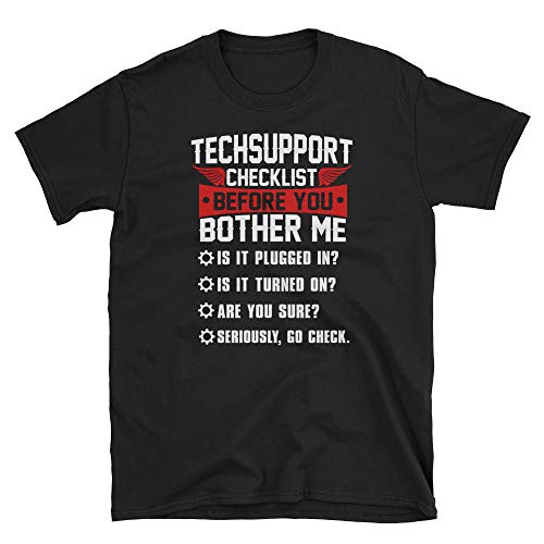 TeesParadise Funny Tech Support Helpdesk Checklist T-Shirt, Sysadmin Gift Shirt, Tech Computer Geek Gifts for Men and Women- Christmas & Birthday Gifts
