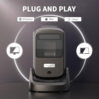 NetumScan Hands-Free Barcode Scanner, 1D 2D QR Desktop USB Wired Barcode Reader with Auto-Sensing, 1M Pixel CMOS for Inventory Management, Retail, POS System, Windows Mac Linux