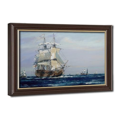 Impression toile H.M.S. Namur par John Robert Charles avec cadre suspendu 50x76 cm