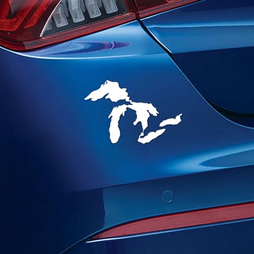 UHANBUT Great Lakes Michigan Car Sticker Decal Universal Funny Vinyl Truck Sticker Waterproof Vehicle Exterior Decoration Accessory for Bumpers Windows Laptops (White)