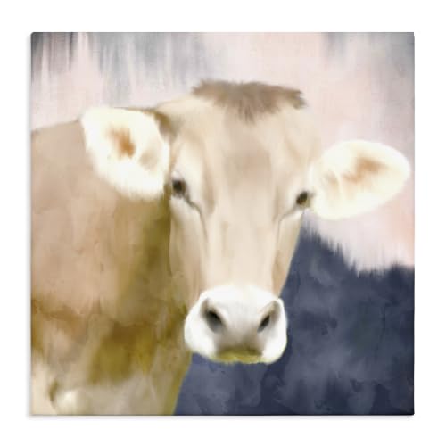Country Cow Cattle Painterly, 17 x 17 Inch Canvas Wall Art