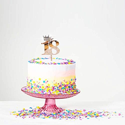 Crown Gold Glitter Happy Birthday Cake topper - Forever 18 Party Favors - 18th Birthday Party Decoration-18th Anniversary Party Decoration quality acrylic Gold - Image 5