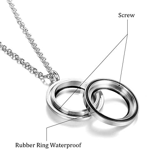 EVERLEAD Locket Necklace, DIY Floating Round Locket Pendant, Living Floating Memory Necklace for Women Friendship Necklace Memory Nostalgic2