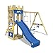 Produktbild WICKEY Spielturm Ritterburg KnightFlyer mit Schaukel & blauer Rutsche, Spielhaus mit Sandkasten, Kletterleiter & Spiel-Zubehör