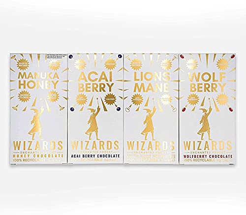 The Wizards Enchanted Acai Chocolate Bars, Antioxidant Rich Acai Berry Superfood Chocolate, 100% Recyclable Packing, 4 X 55G Bars