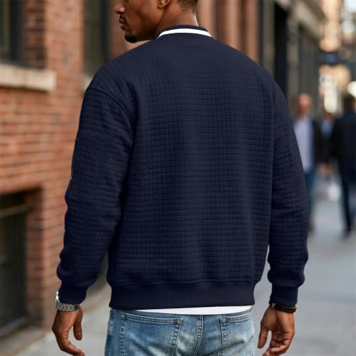 Lightweight Quilted Bomber Jacket Men Fall Zip Up Jacket with Sleeve Pocket - image 3