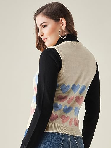 Image of Modeve Printed V Neck Sleeveless Sweater for Women||Winterwear||