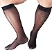 Mr.Babuu 3Pairs Pack Men's Casual Striped Sheer Nylon Silky Thin Dress Socks (Black)