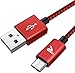 Produktbild Rampow Micro USB Ladekabel, 2M/ 1-Stück, mit Nylon Geflochtenes Micro USB Schnellladekal Kompatibel für Android Smartphones, Samsung Galaxy, HTC, Huawei, Sony, Nexus, Nokia, Kindle und Mehr - Rot