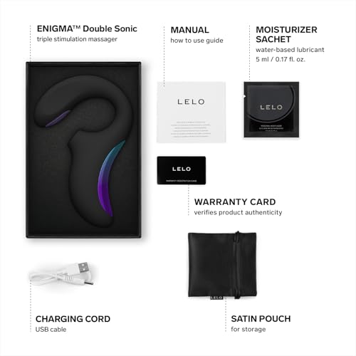 Lelo Enigma Double Sonic Massaggiatore Femminile A Tripla Stimolazione, Vibratore Rabbit Per Donna Con App Bluetooth, Rabbit Per Donna 8 Modalità Di Piacere E 2 Modalità Extra (Black) - 2