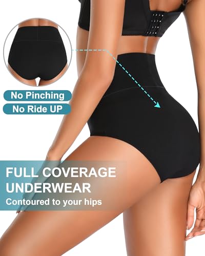 OUENZ Womens Underwear Cotton High Waisted Panties Full Coverage Postpartum Briefs Soft Stretch Ladies Underpants Multi Pack3