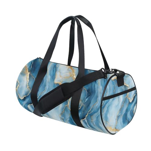 Marble Blue Sports Duffel Bag Full Print Durable Barrel Gym Bag with Large Capacity, Adjustable Strap and Side Zippered Pocket for Fitness Sports Training and Travel3