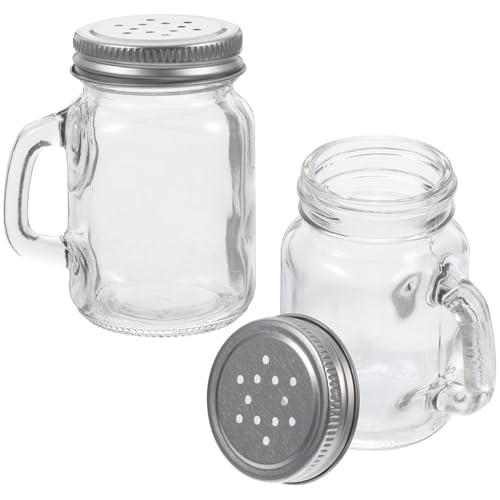 HOLIDYOYO 2pcs Mini Jar Condiment Bottles Salt Pepper Kitchen Seasoning Dispensers for Home Outdoor Use