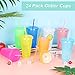 LEIFEOSH 24 Pack Plastic Tumblers with Lids and Straw, Reusable Cups with Lids and Straws Colorful Cups for Cold Drink Iced Coffee, Plastic Tumbler Bulk for Party Birthday Gifts (24 oz, Light Colors)