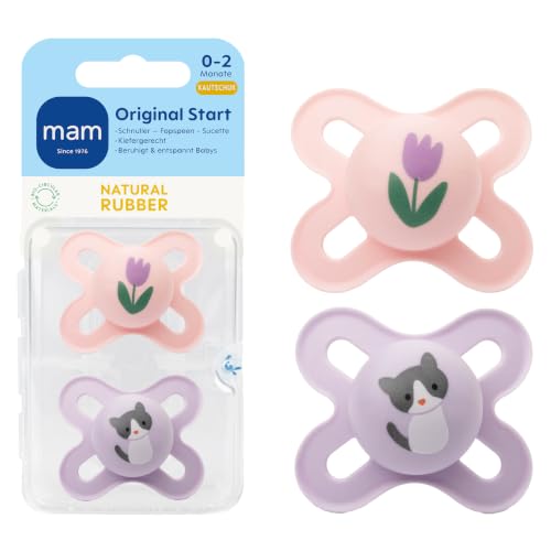 MAM Original Start Latexschnuller, 0-2 Monate, Rosa, 2 Stück – Ansicht 1