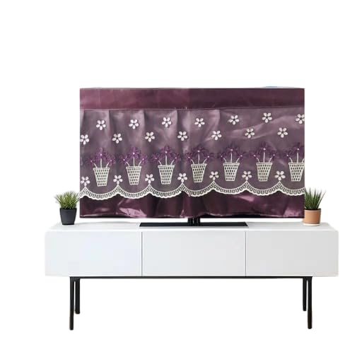ANSHMJIMN Fabric Colorful And Dustproof Cover for LCD LED | Indoor Bedroom Living Room Decoration Dust Cover for Televisions | LCD / LED Tv Monitor (Flower Pot, 32 Inch)