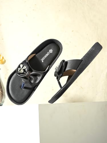 Image of Women Stylish Bow Flip Flops | Soft Comfort Toe Post Slippers for Women | Casual Lightweight Everyday Wear Sandals