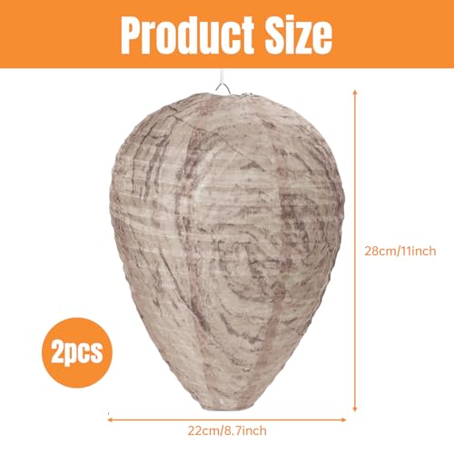 2-Stück Wespennest Attrappe Wetterfest,Hornissennest Attrappe Wetterfest Anti Wespen Attrappe Mittel Wespenfalle Gegen Wespenschreck Garten DraußEn für Bienenabwehr Wespenabwehr & Hornissenabwehr