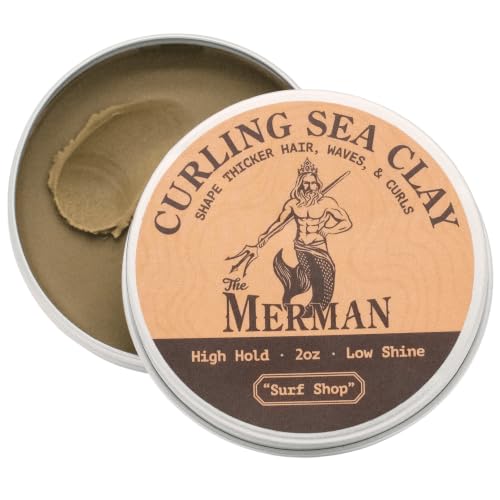 The Merman Curling Sea Clay Natural High Hold Mens Hair Clay 2 oz
