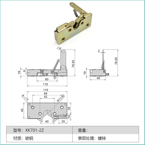 Loquet de capot de porte de camping-car acier au carbone galvanisé XK701-2